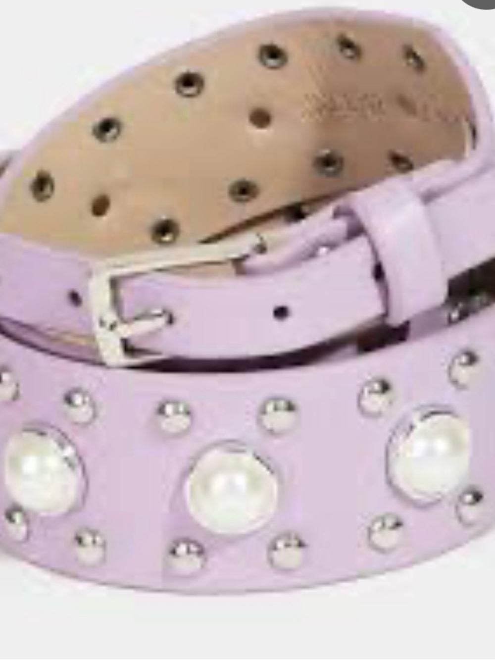 NWOT Lilac Pearl-Studded Leather Belt - Women Accessories